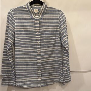J. Crew Blue/Chambray and White Striped Shirt